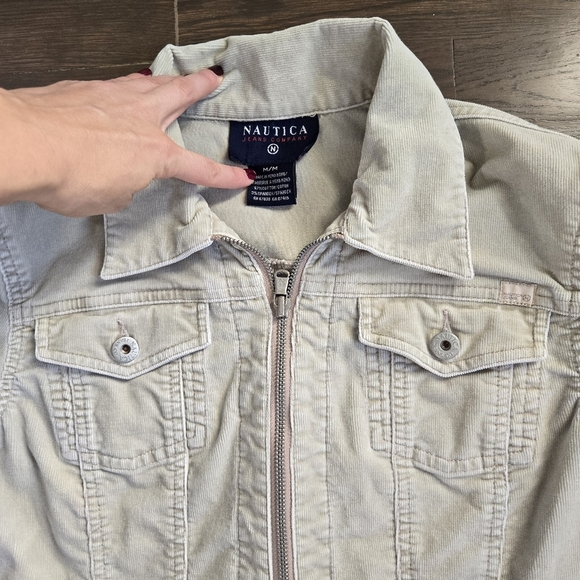 Nautica Jeans Co vintage corduroy 90s y2k zip up jacket beige sz M - Picture 2 of 10